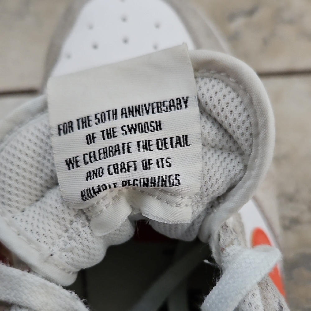 Nike Women's Air Force 1 First Use 50th Anniv. White/Orange Athletic Shoes - Picture 5 of 8